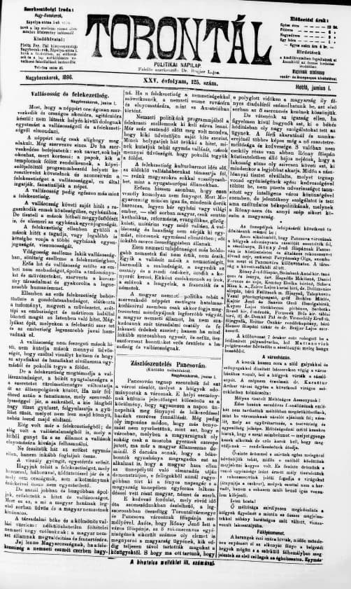 Torontál, 25. évf. 1896. június 1. 125. sz.