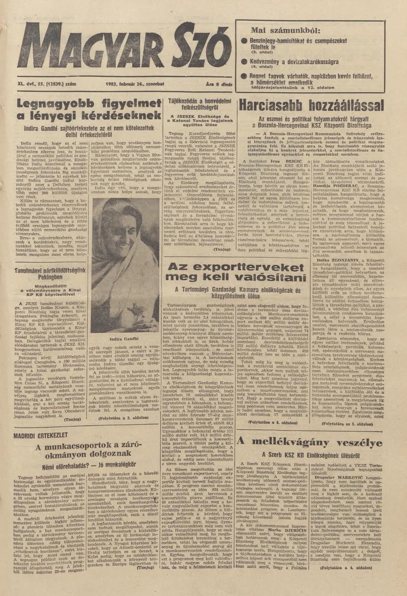 Magyar Szó, 40. évf. 1983. február 26. 55. sz. 1–24. oldal
