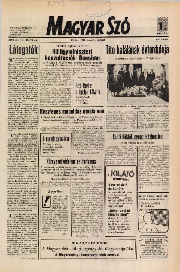 Magyar Szó, 47. évf. 1990. május 5. 121. sz. 1–24. oldal