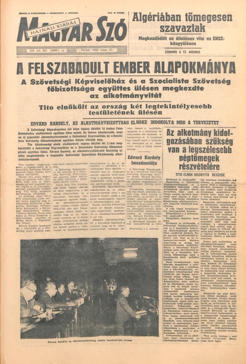 Magyar Szó, 19. évf. 1962. szeptember 21. 261. sz. 1–16. oldal