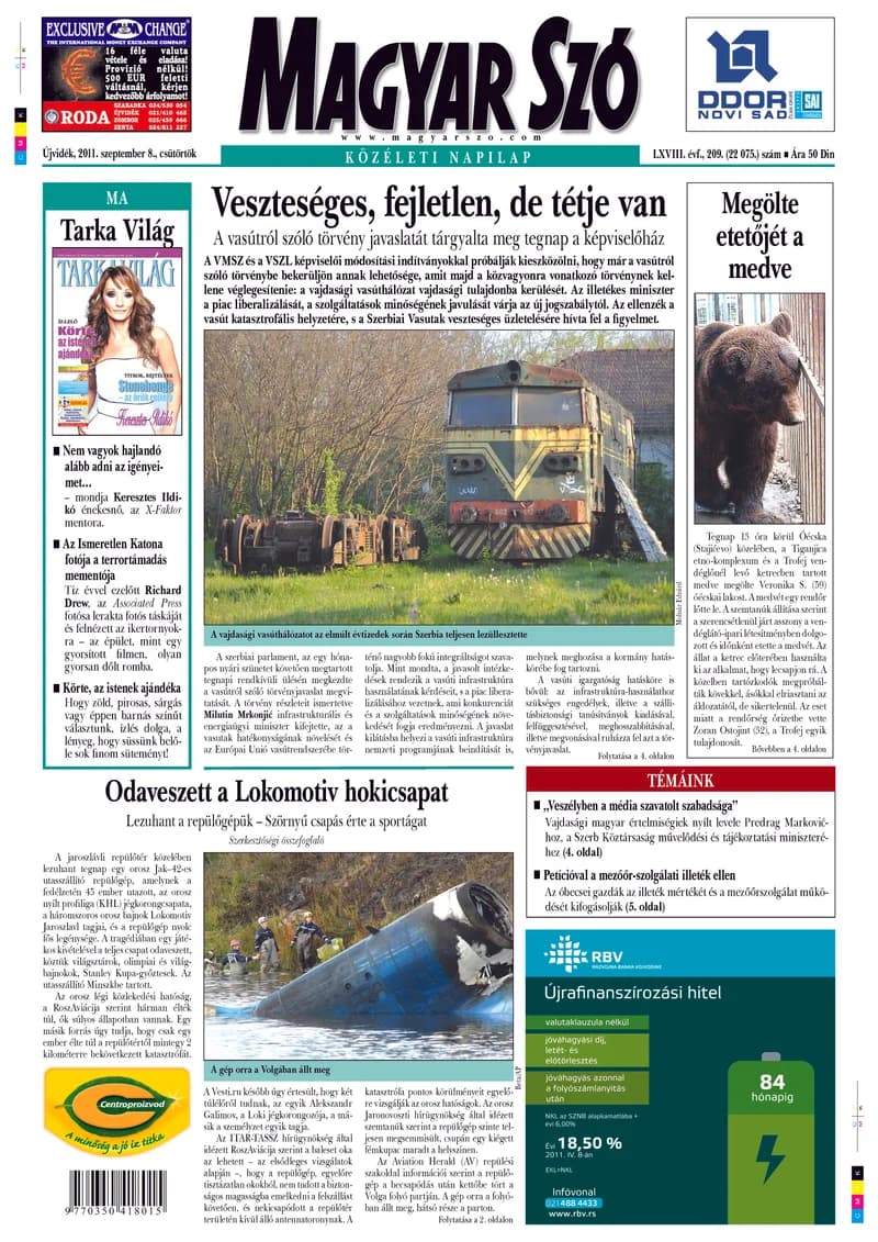 Magyar Szó, 68. évf. 2011. szeptember 8. 209. sz. 1–20. oldal