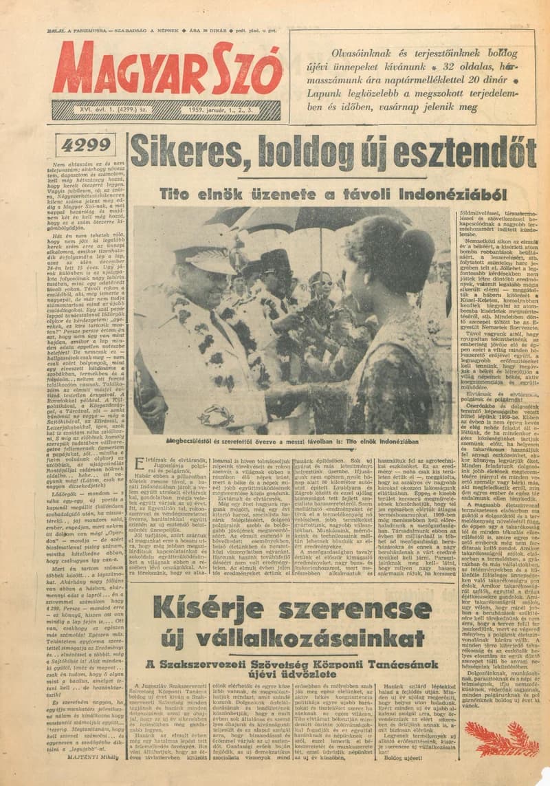 Magyar Szó, 16. évf. 1959. január 1. – 3. 1. sz. 1–32. oldal