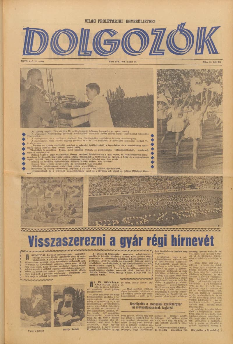 Dolgozók, 18. évf. 1964. május 29. 21. sz.
