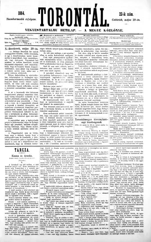 Torontál, 13. évf. 1884. május 29. 22. sz.