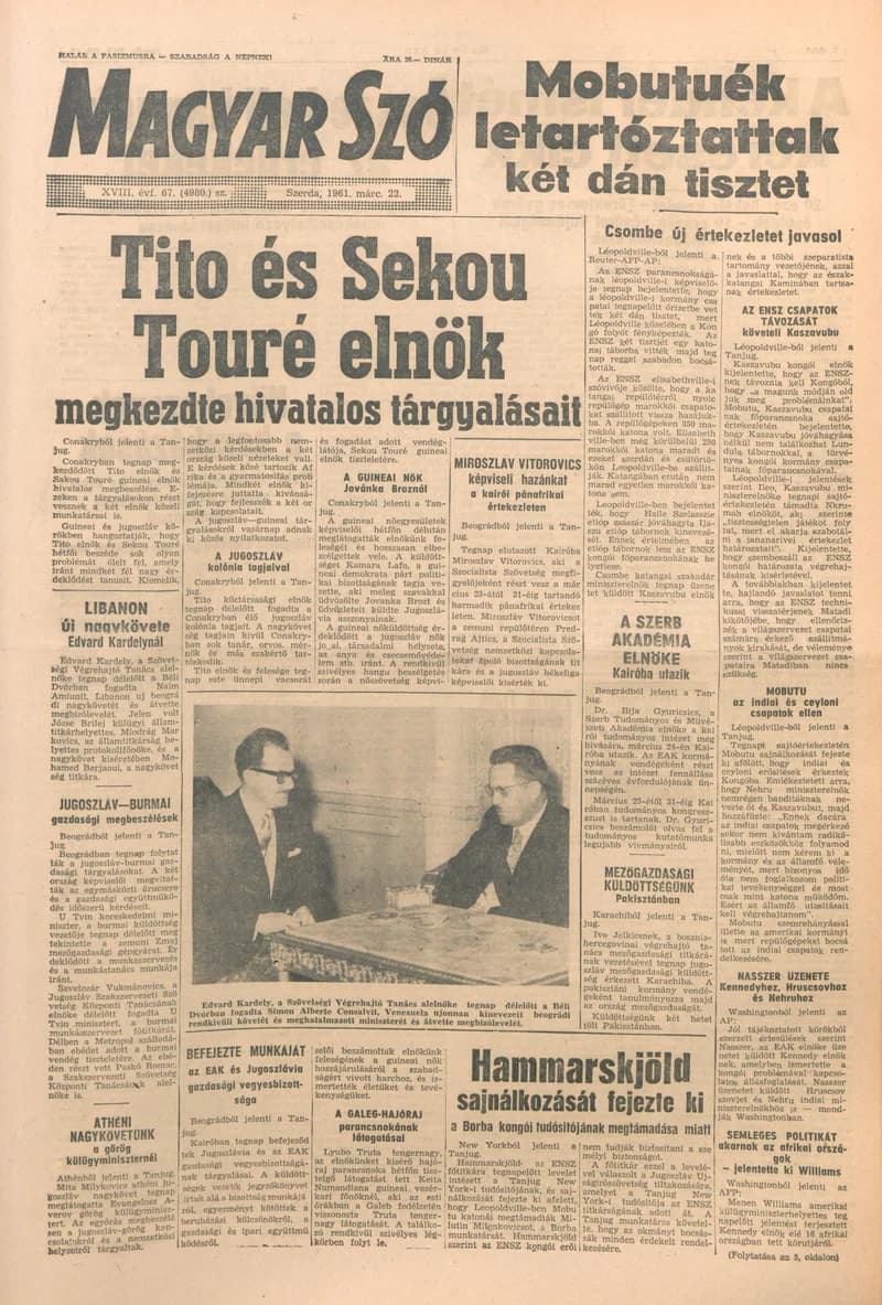 Magyar Szó, 18. évf. 1961. március 22. 67. sz. 1–14. oldal