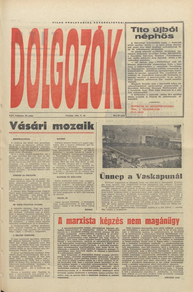 Dolgozók, 26. évf. 1972. május 19. 20. sz.