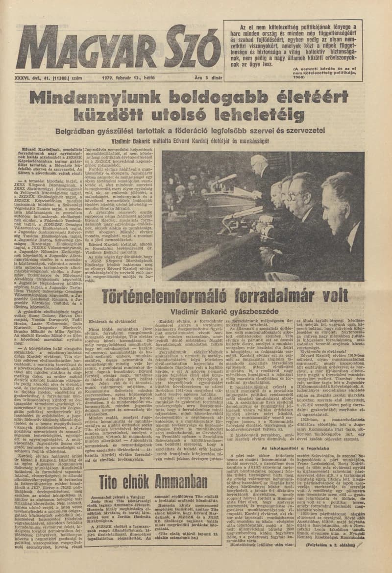 Magyar Szó, 36. évf. 1979. február 12. 41. sz. 1–20. oldal
