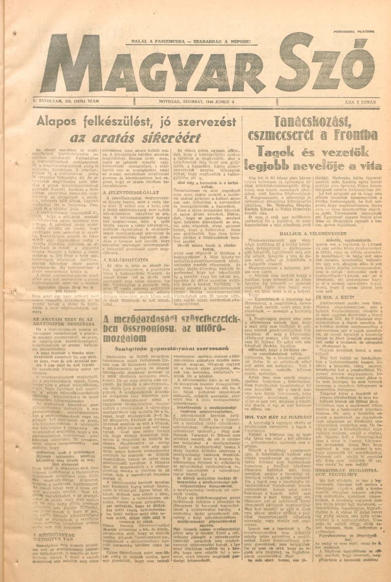 Magyar Szó, 5. évf. 1948. június 5. 133. sz. 1–4. oldal