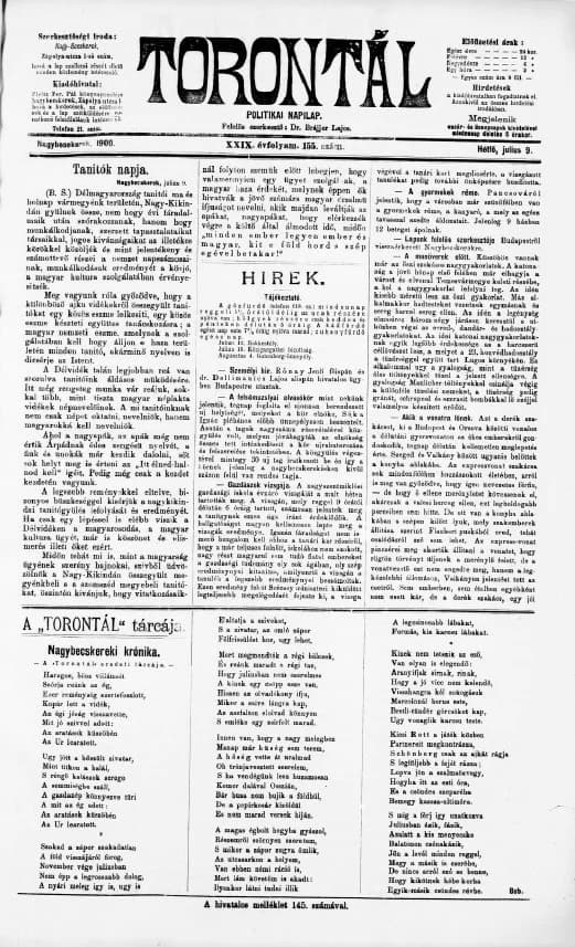 Torontál, 29. évf. 1900. július 9. 155. sz.