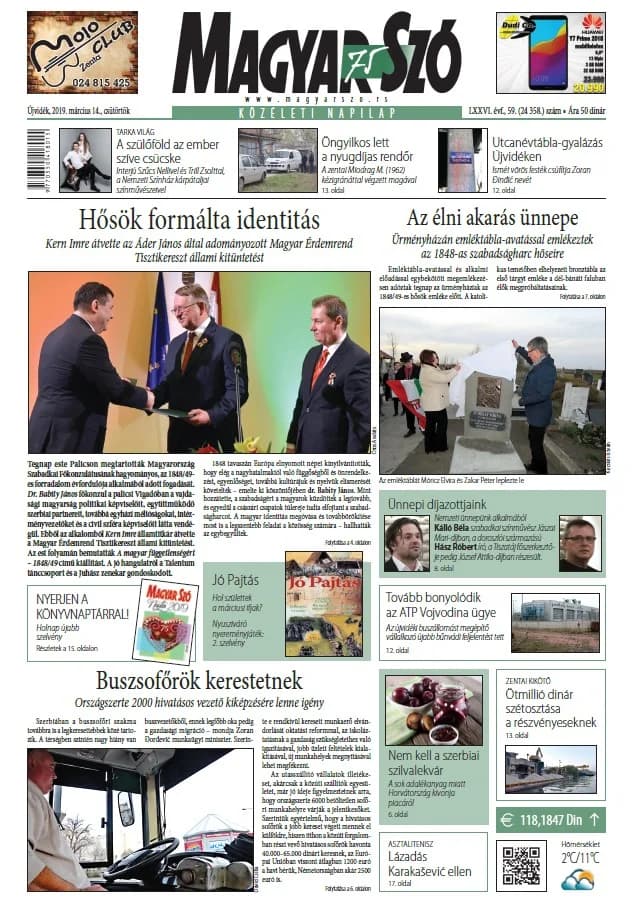 Magyar Szó, 76. évf. 2019. március 14. 59. sz. 1–20. oldal
