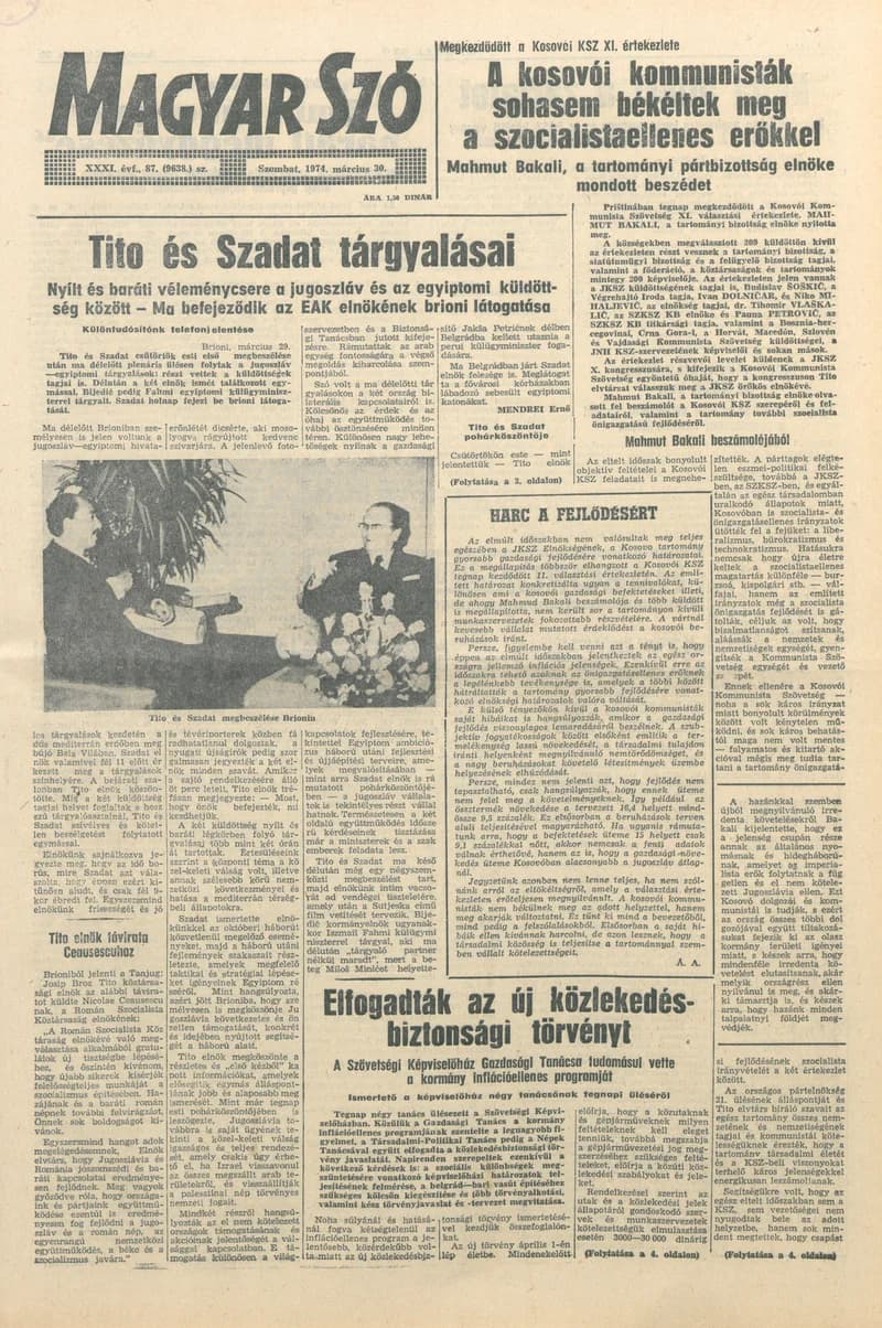 Magyar Szó, 31. évf. 1974. március 30. 87. sz. 1–20. oldal
