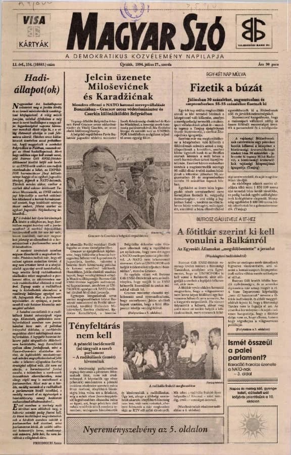 Magyar Szó, 51. évf. 1994. július 27. 154. sz. 1–16. oldal