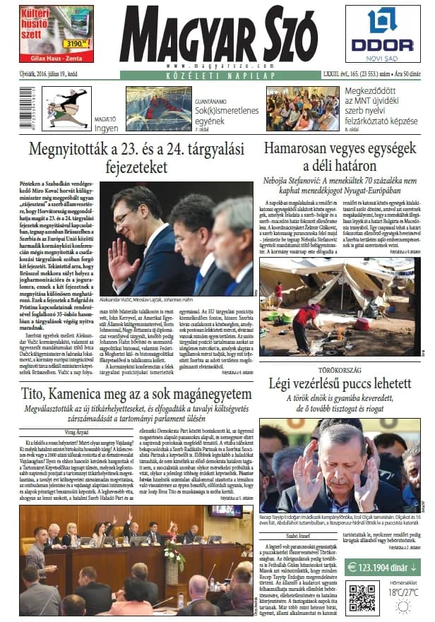 Magyar Szó, 73. évf. 2016. július 19. 165. sz. 1–20. oldal