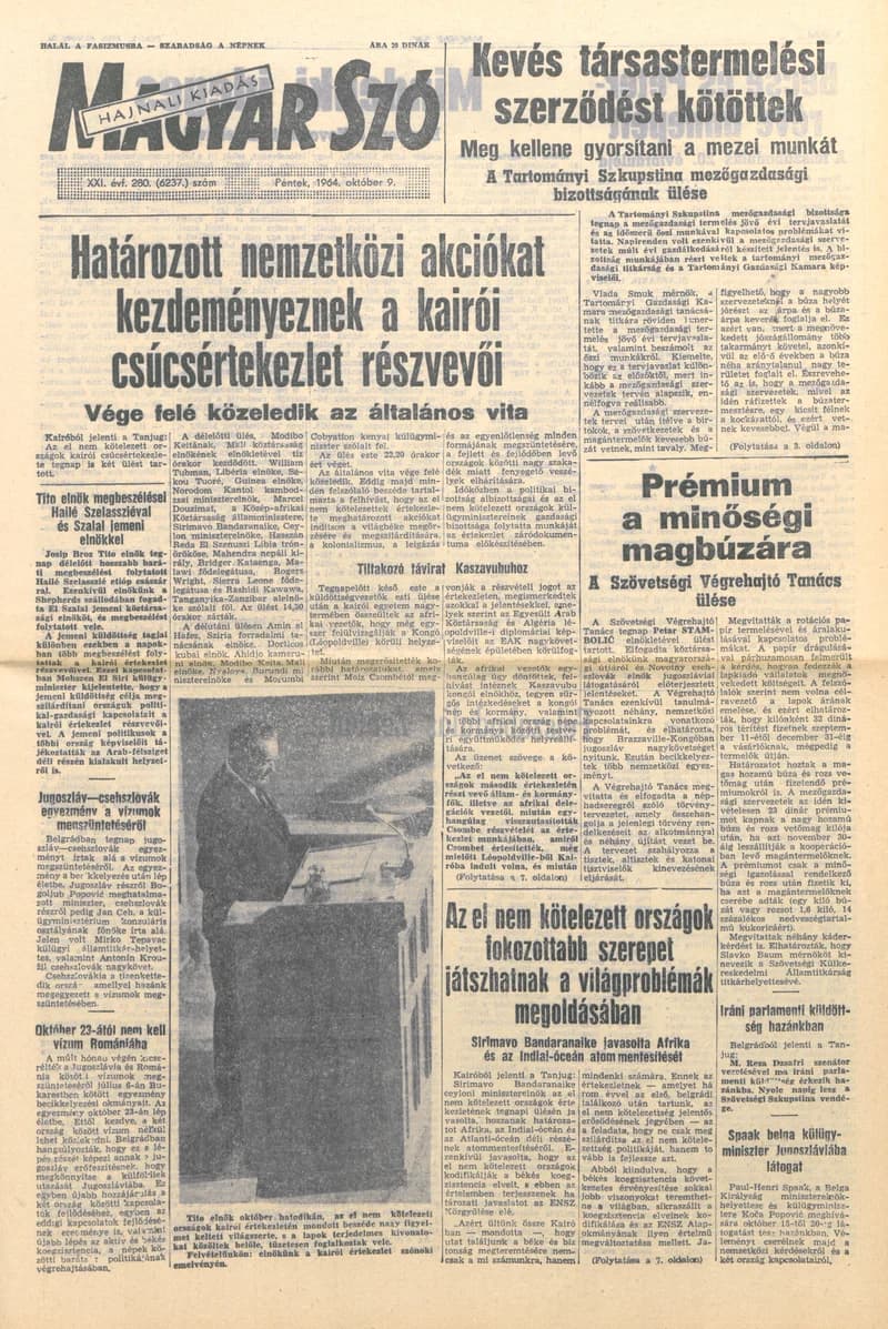 Magyar Szó, 21. évf. 1964. október 9. 280. sz.