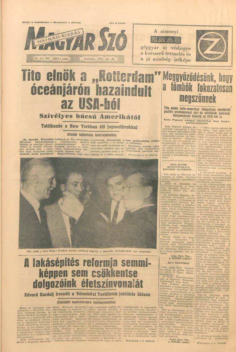Magyar Szó, 20. évf. 1963. október 26. 295. sz. 1–12. oldal