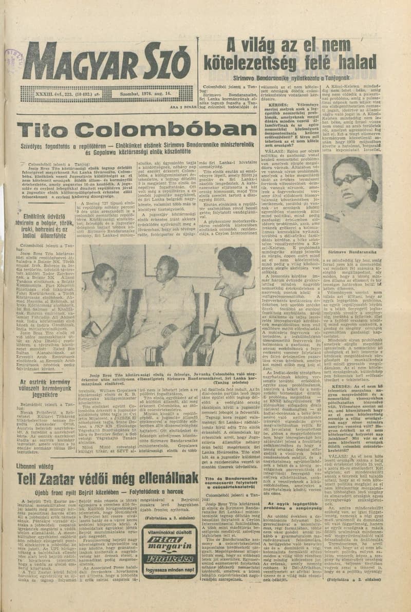 Magyar Szó, 33. évf. 1976. augusztus 14. 223. sz. 1–16. oldal