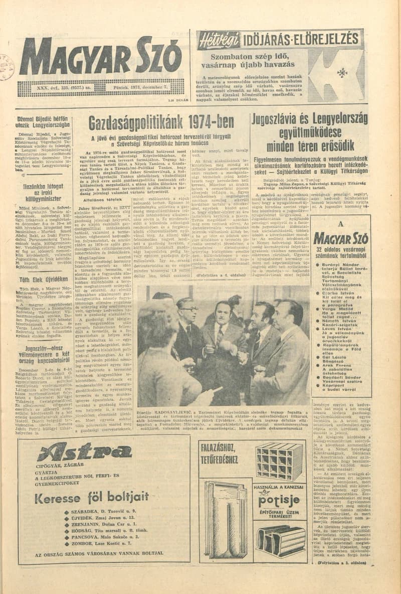 Magyar Szó, 30. évf. 1973. december 7. 335. sz.