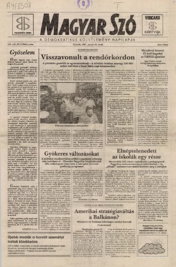 Magyar Szó, 54. évf. 1997. január 28. 22. sz. 1–16. oldal