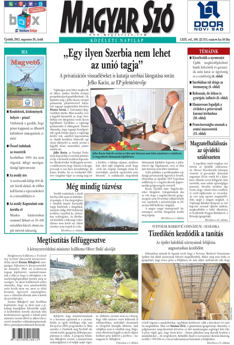 Magyar Szó, 69. évf. 2012. augusztus 28. 199. sz. 1–20. oldal