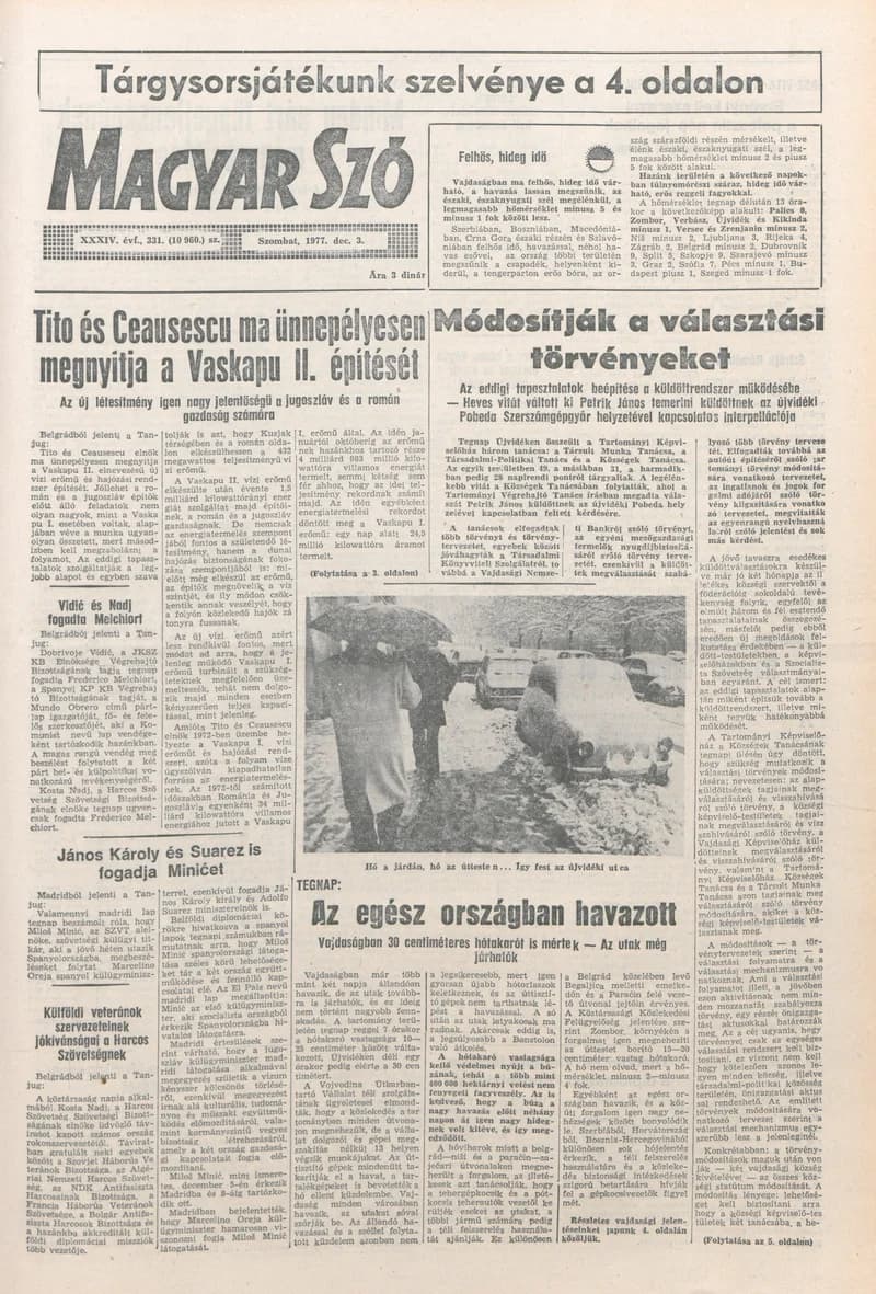 Magyar Szó, 34. évf. 1977. december 3. 331. sz.