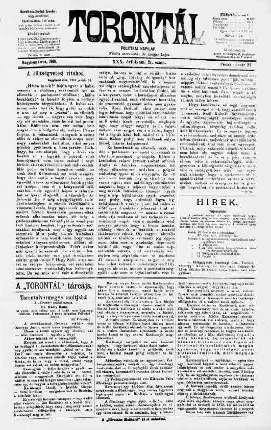Torontál, 30. évf. 1901. január 25. 21. sz.