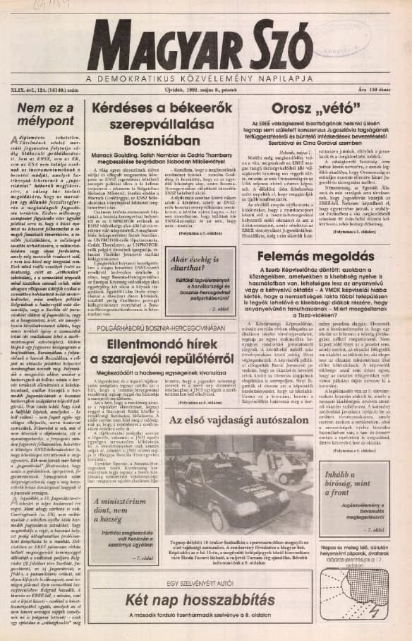 Magyar Szó, 49. évf. 1992. május 8. 124. sz.