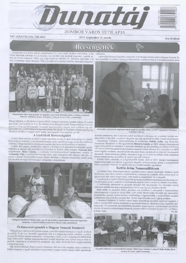 Dunatáj, 15. évf. 2013. szeptember 11. 748. sz.