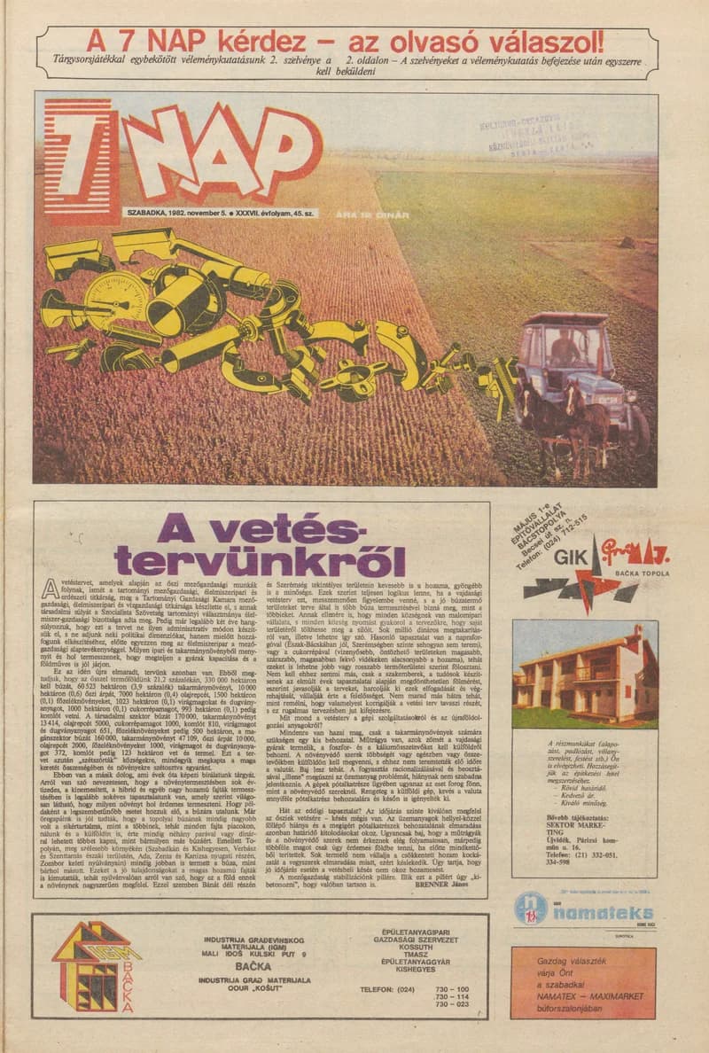 7 Nap, 37. évf. 1982. november 5. 45. sz. 1–16. oldal