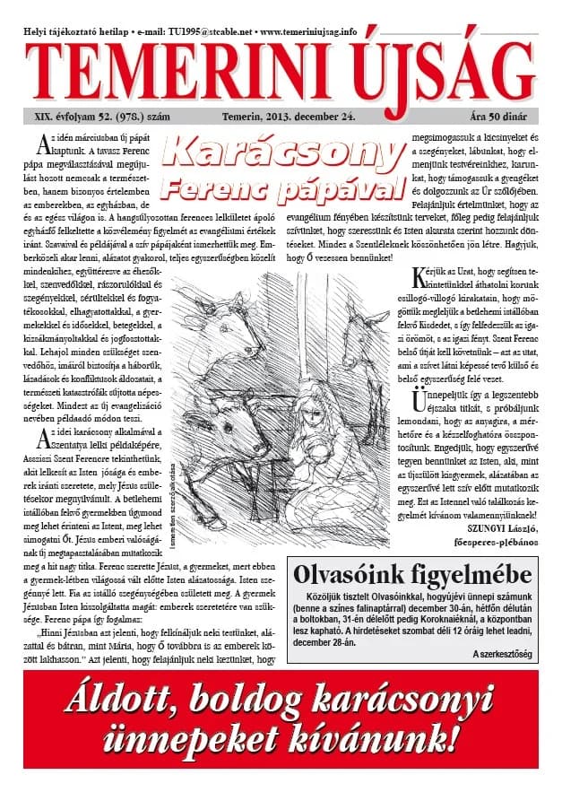 Temerini Újság, 19. évf. 2013. december 26. 52. sz.