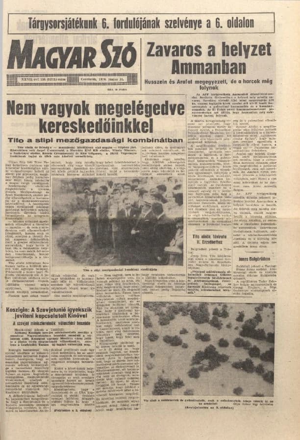 Magyar Szó, 27. évf. 1970. június 11. 158. sz. 1–20. oldal