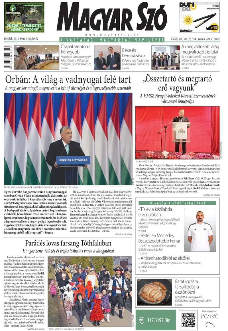 Magyar Szó, 80. évf. 2023. február 20. 40. sz. 1–16. oldal