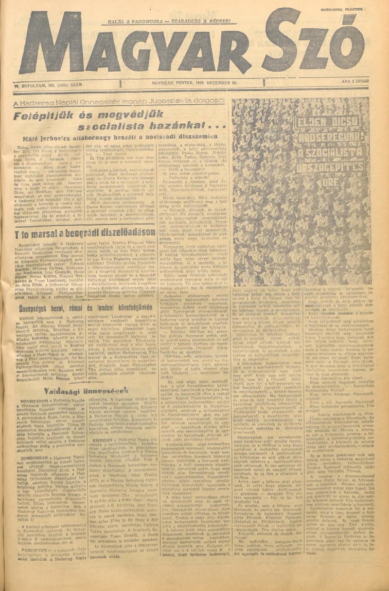 Magyar Szó, 6. évf. 1949. december 23. 303. sz. 1–4. oldal