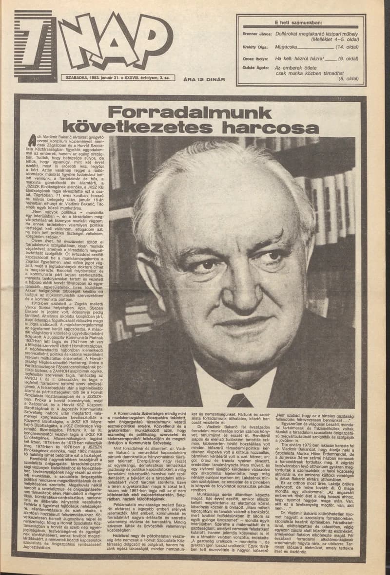 7 Nap, 38. évf. 1983. január 21. 3. sz. 1–16. oldal
