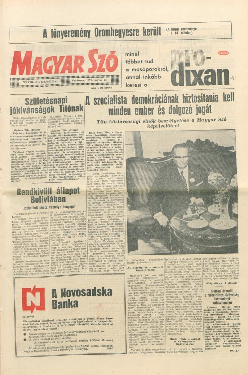 Magyar Szó, 28. évf. 1971. május 23. 139. sz. 1–40. oldal