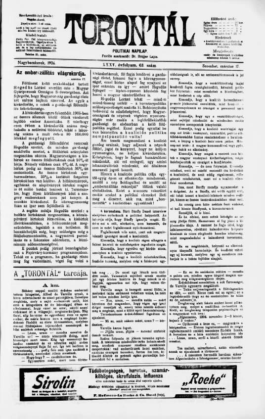 Torontál, 35. évf. 1906. március 17. 63. sz.