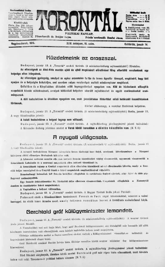 Torontál, 44. évf. 1915. január 14. 10. sz.