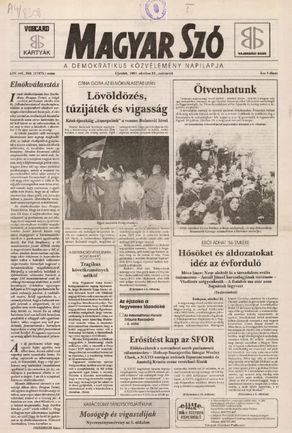 Magyar Szó, 54. évf. 1997. október 23. 250. sz. 1–16. oldal
