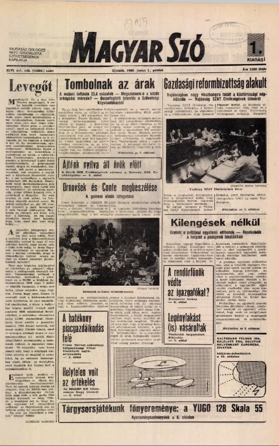 Magyar Szó, 46. évf. 1989. június 2. 148. sz. 1–20. oldal