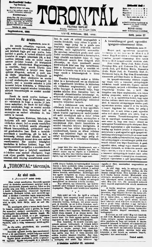 Torontál, 27. évf. 1898. június 27. 144. sz.