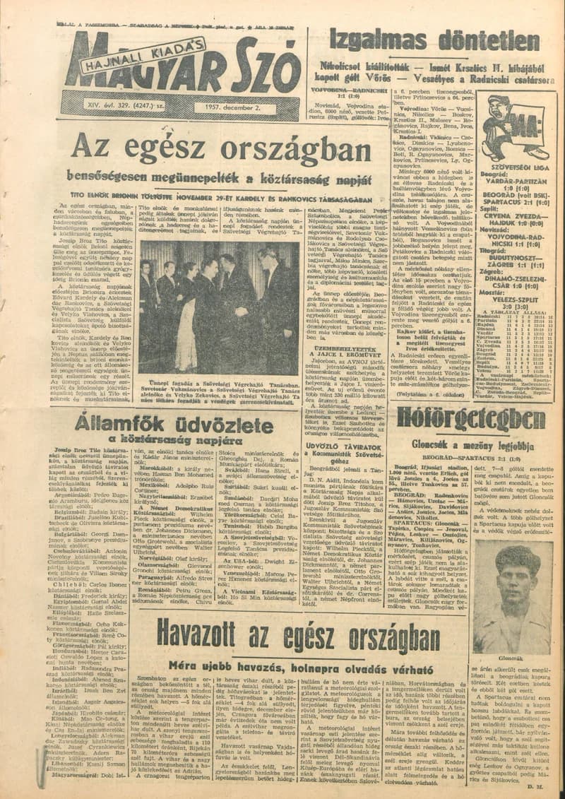 Magyar Szó, 14. évf. 1957. december 2. 329. sz. 1–6. oldal