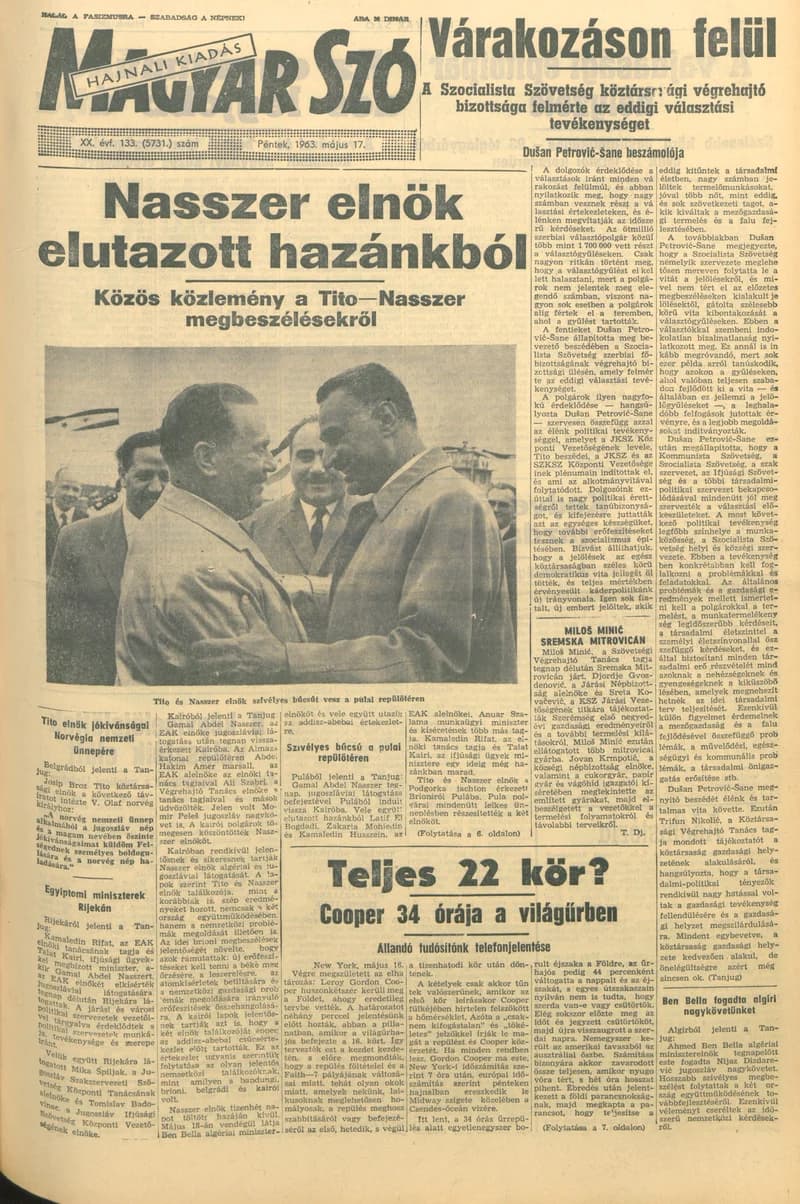 Magyar Szó, 20. évf. 1963. május 17. 133. sz. 1–16. oldal
