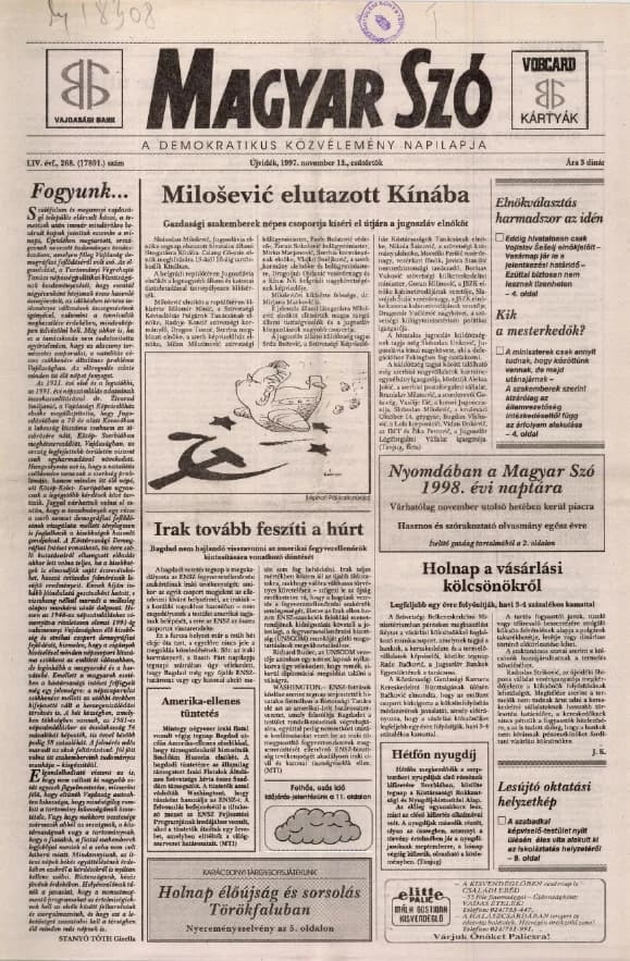 Magyar Szó, 54. évf. 1997. november 13. 268. sz. 1–16. oldal
