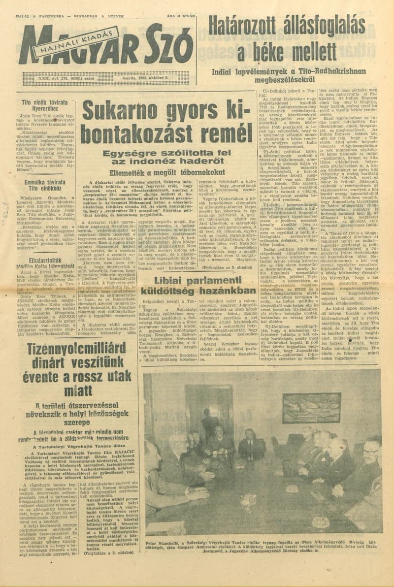 Magyar Szó, 22. évf. 1965. október 6. 275. sz. 1–16. oldal
