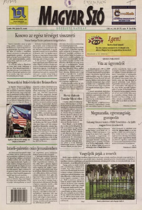 Magyar Szó, 62. évf. 2005. június 22. 144. sz. 1–20. oldal