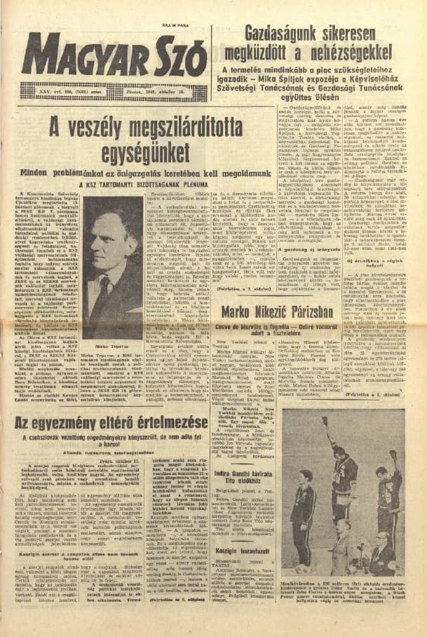 Magyar Szó, 25. évf. 1968. október 18. 288. sz. 1–12. oldal