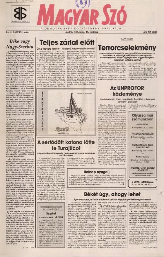 Magyar Szó, 50. évf. 1993. január 10. 8. sz. 1–24. oldal