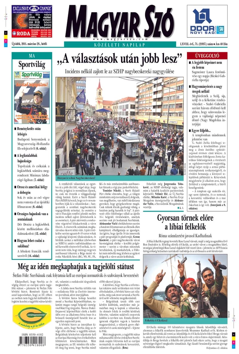 Magyar Szó, 68. évf. 2011. március 28. 71. sz. 1–16. oldal