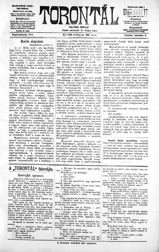 Torontál, 28. évf. 1899. november 11. 259. sz.