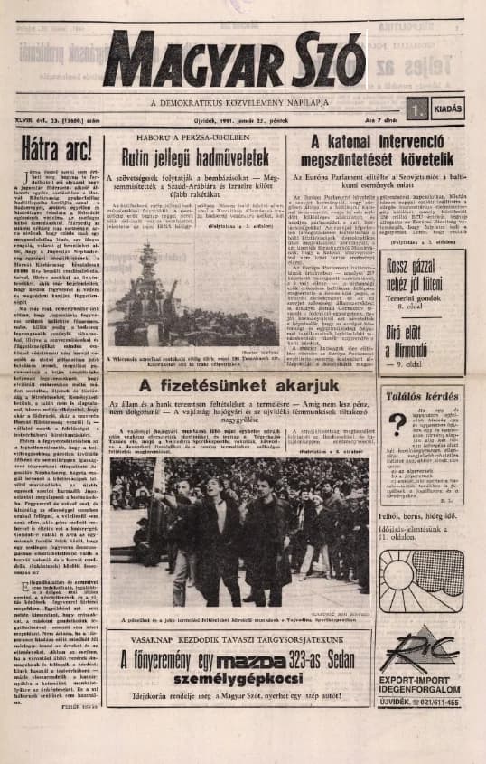 Magyar Szó, 48. évf. 1991. január 25. 23. sz. 1–20. oldal