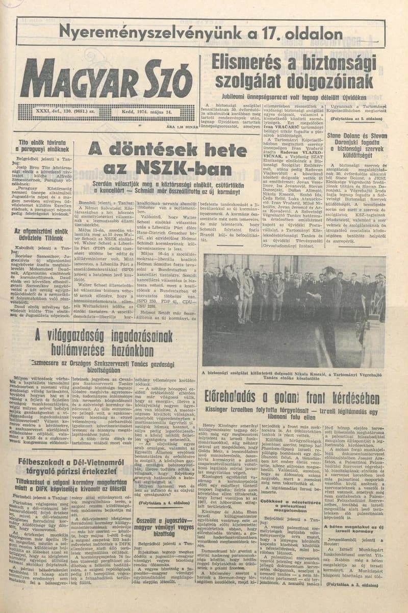 Magyar Szó, 31. évf. 1974. május 14. 130. sz. 1–20. oldal